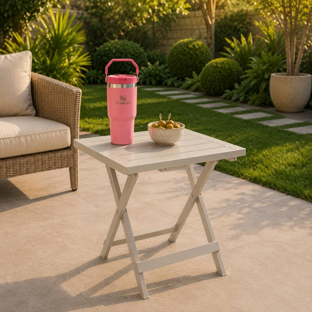 Mesa rectangular plegable de plastico 65x50x74.7 cm baru taupe