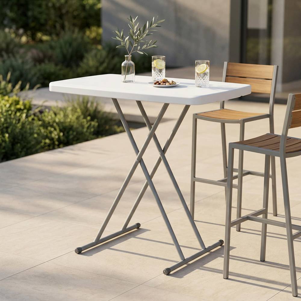 Mesa plastica personal plegable 76x50 cm blanco