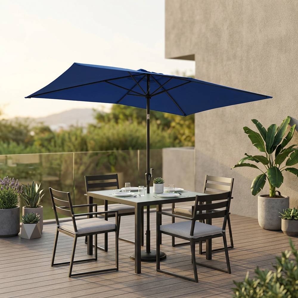 Sombrilla rectangular de aluminio 200x300 cm poliester azul