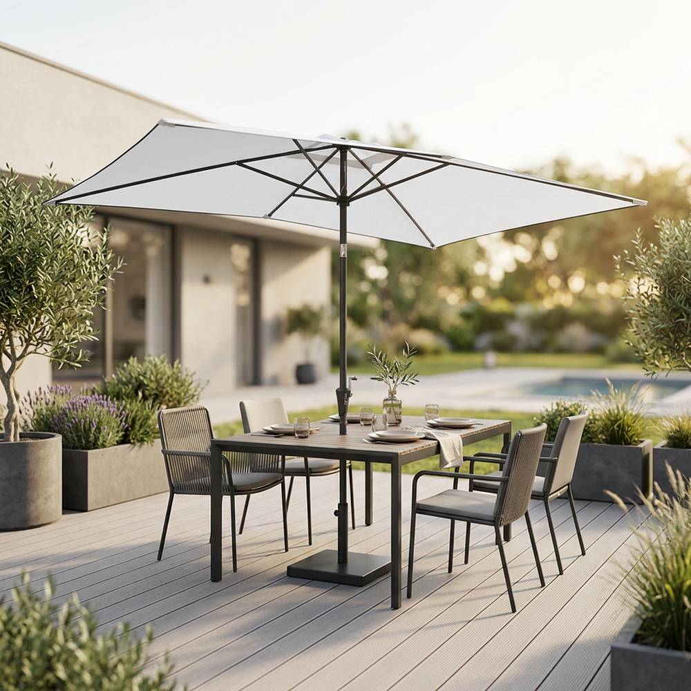 Sombrilla rectangular de aluminio 200x300 cm poliester gris