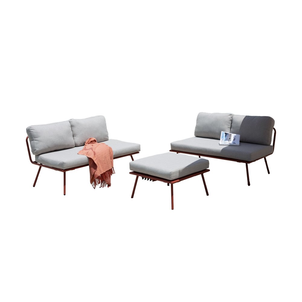 Mueble para exterior de aluminio café/gris 3 unidades