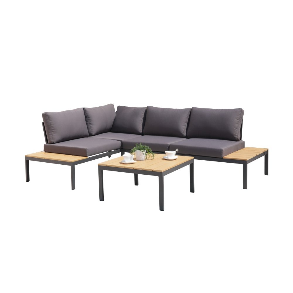 Mueble para exterior de acero/ polywood gris 3 unidades
