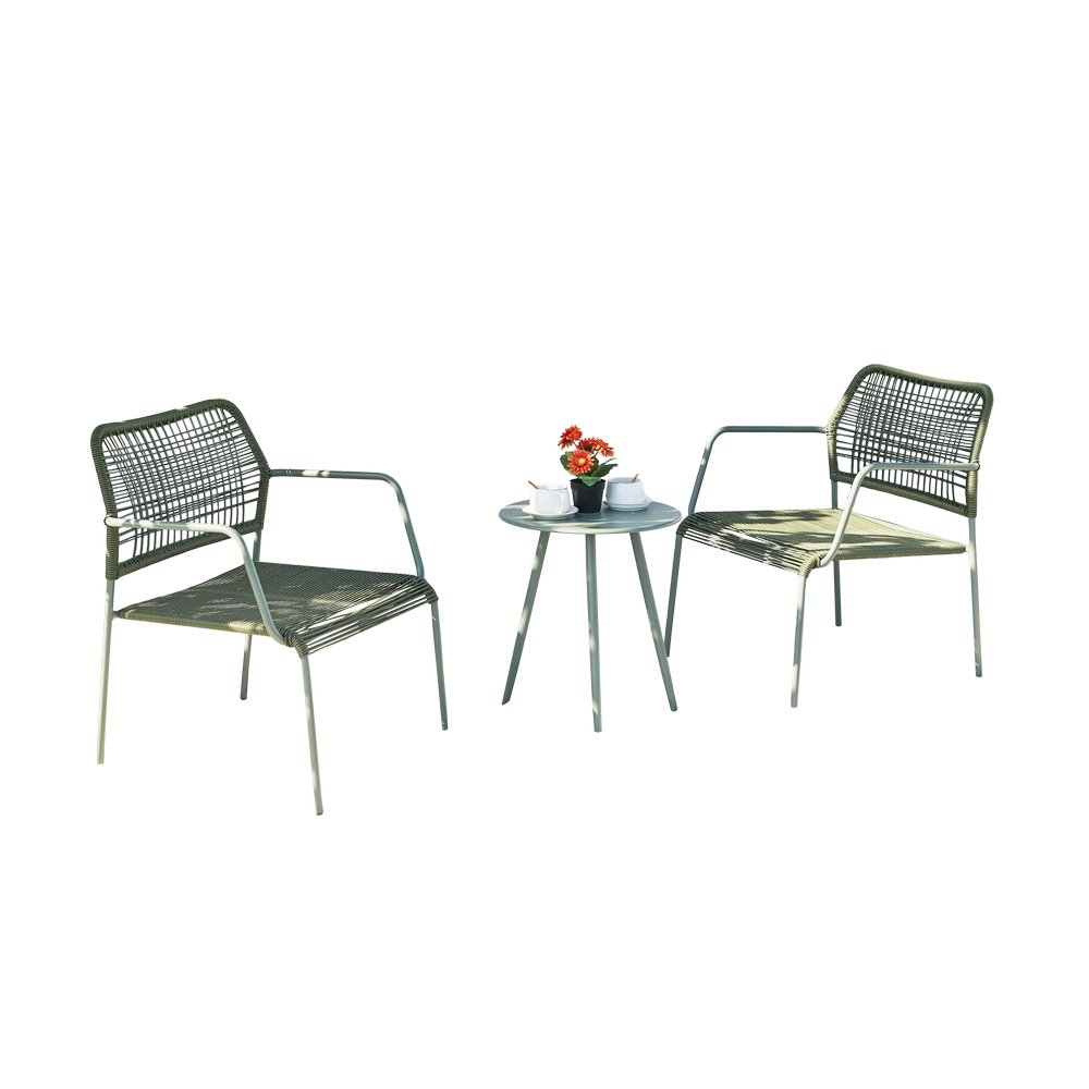 Mueble para exterior de acero/ratán gris - 3 unidades