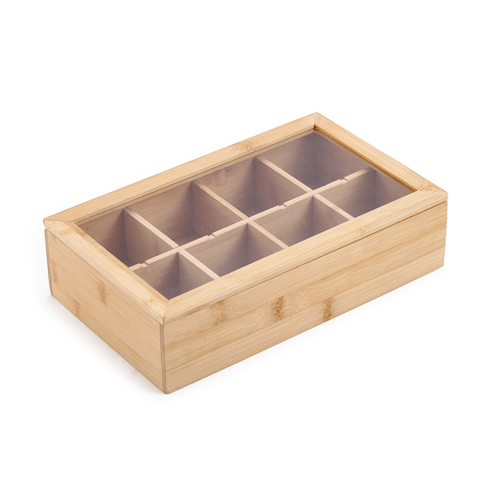 Caja organizadora para té de bambú 28.7 x 17 x 7.8 cm