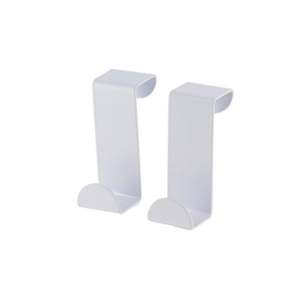 Gancho para puerta de acero inoxidable pequeño blanco - 2 unidades