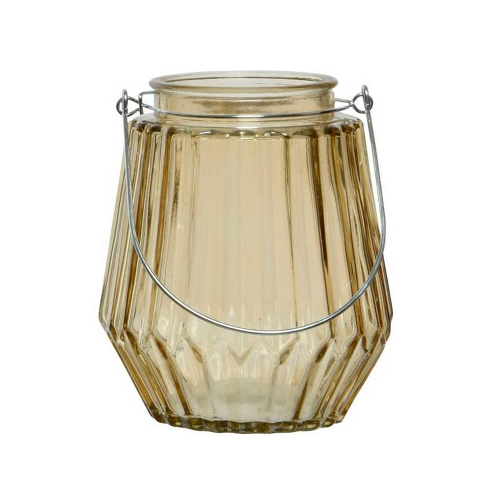 Portavela de vidrio con mango metalico 11x13 cm surtido