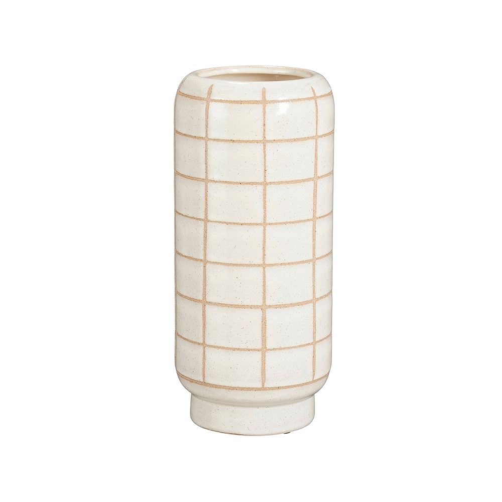 Jarron decorativo 32.5 cm jake blanco con cuadros