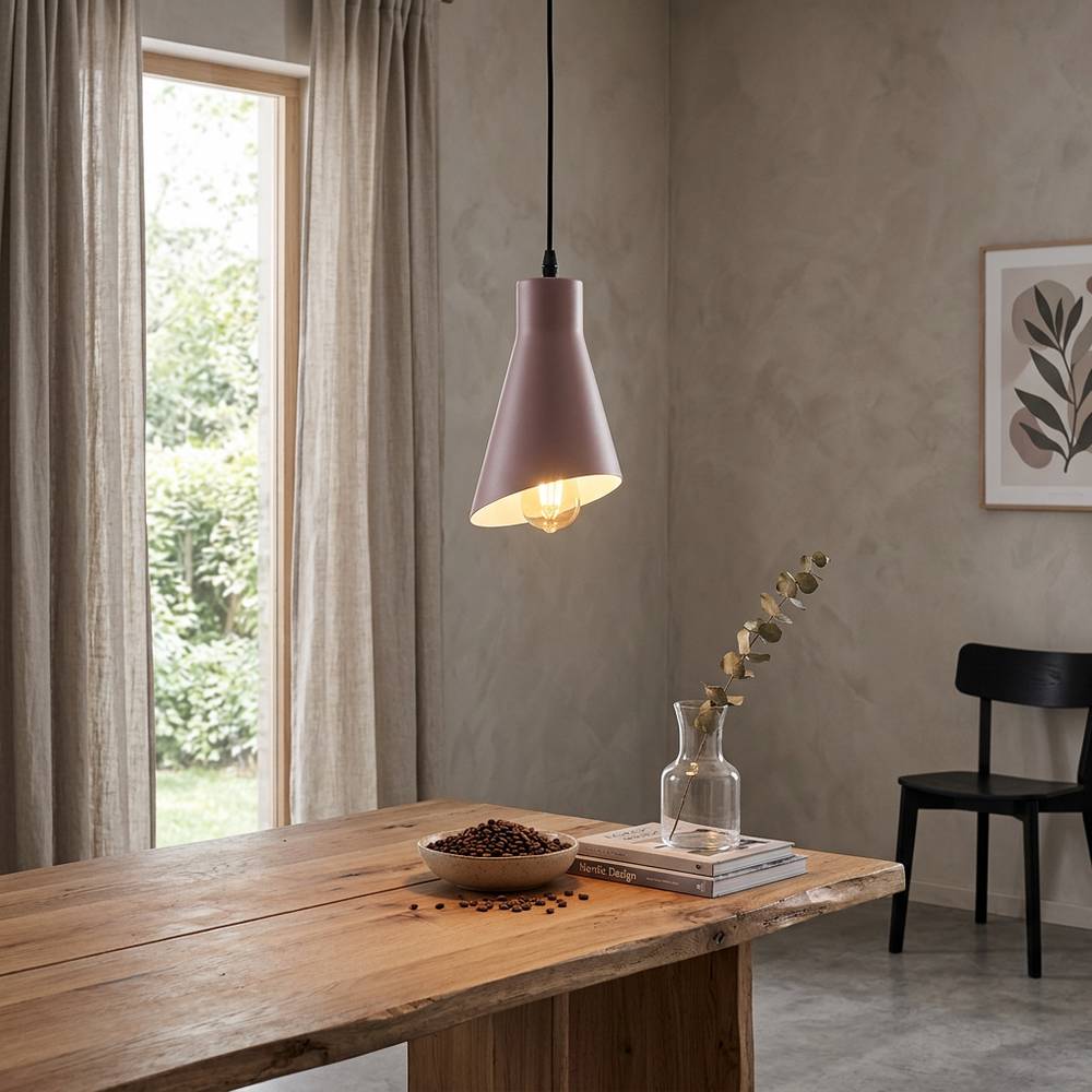 Lampara colgante café 1 luz e27