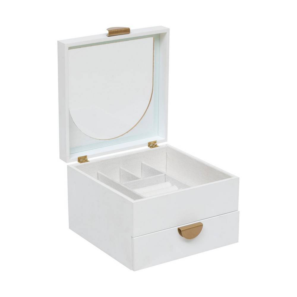 Joyero decorativo de madera 20x19.5x13.5 cm blanco