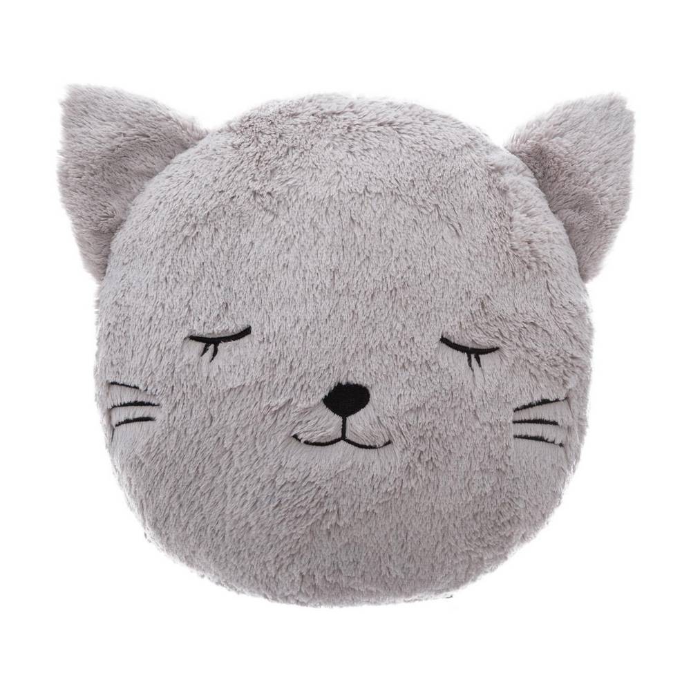 Cojín decorativo de gato gris poliéster 27 cm