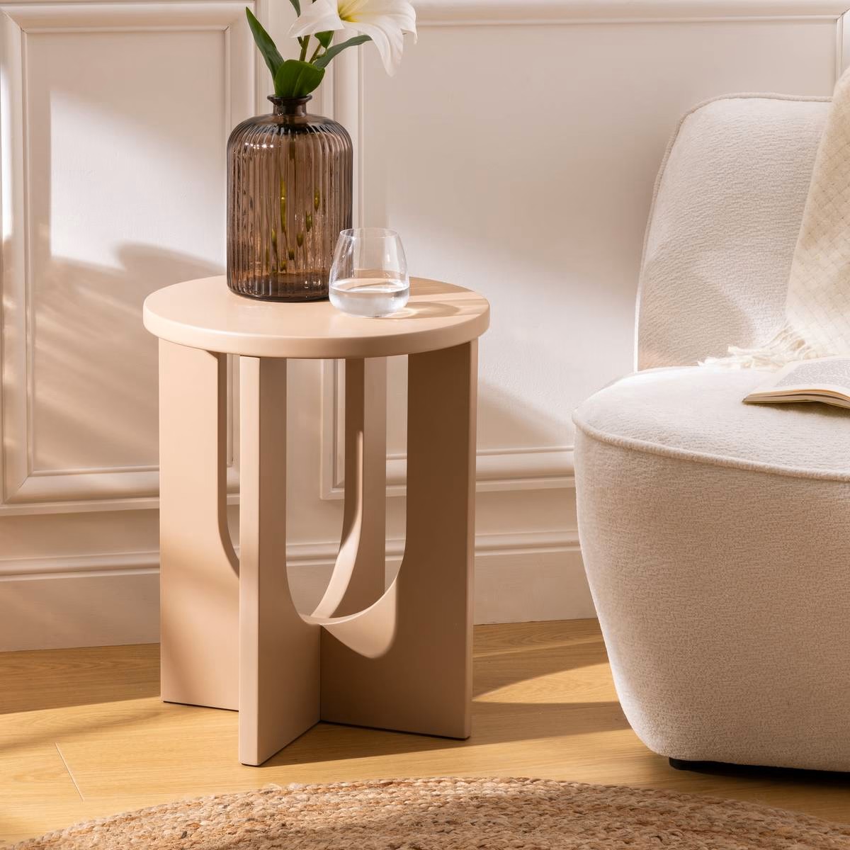 Mesa auxiliar de mdf 40 x 50.5 cm color beige