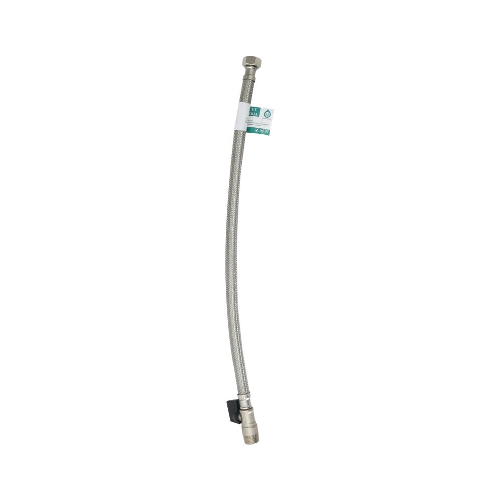 Tubo abasto para lavamano metalico flexible con valvula 1/2x3/8x20 pulg (12.7 x