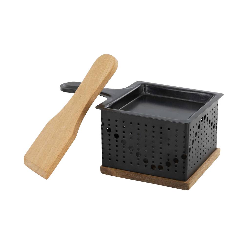 Gratinador para queso de vela metálico/madera 16.2 x 6.7 cm 4 unidades