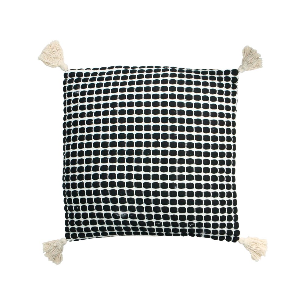 Cojín decorativo de poliéster 45x45 cm blanco con relieve negro