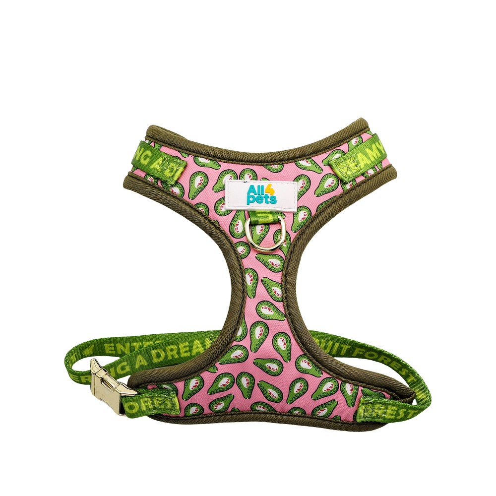 Arnes ajustable de aguacate  para perro talla m rosado/verde