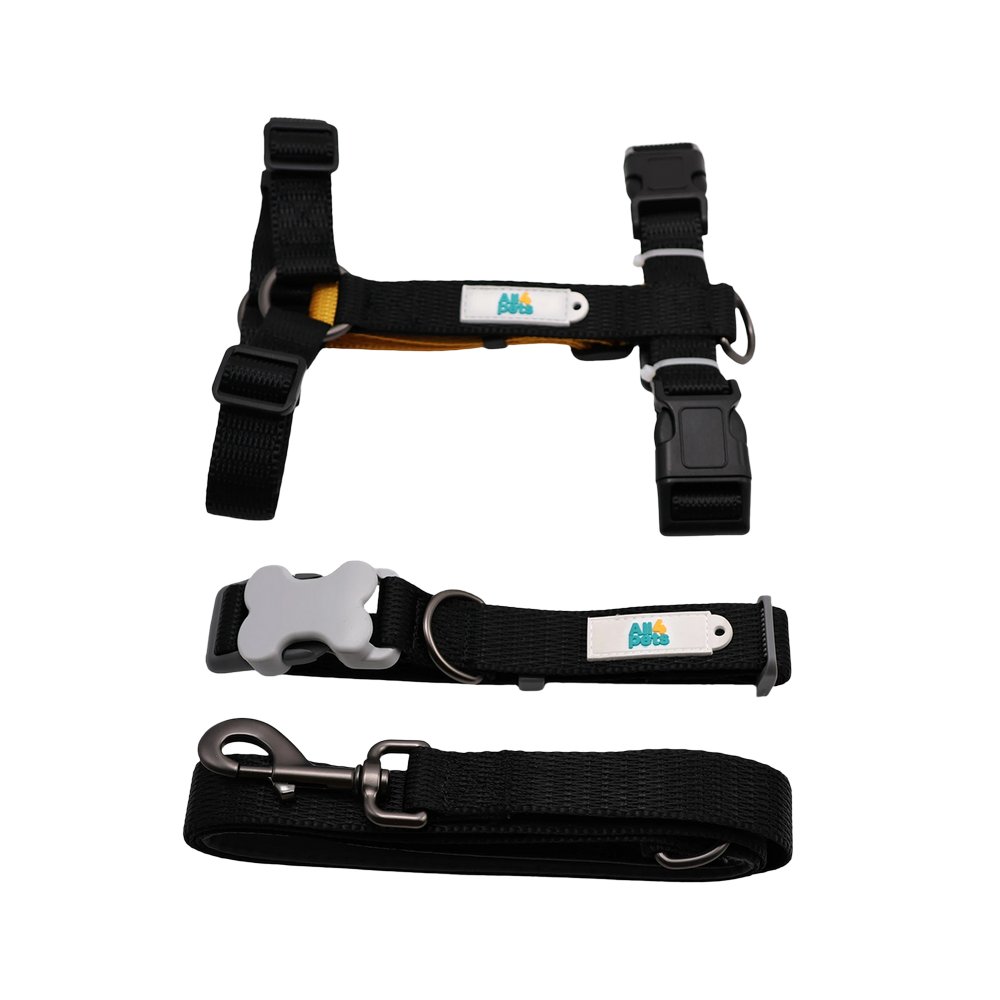 Arnes y correa para perro talla m negro 2 piezas