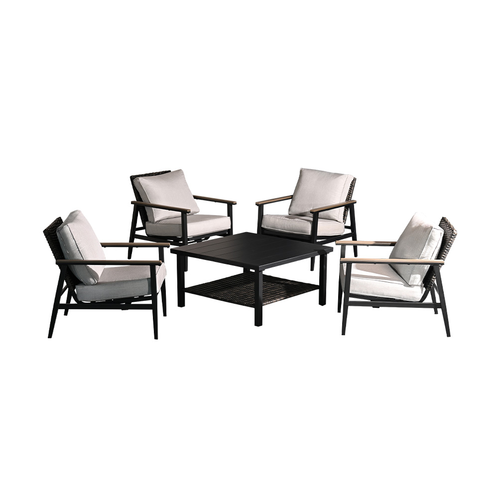 Mueble para exterior color negro y gris - 5 piezas