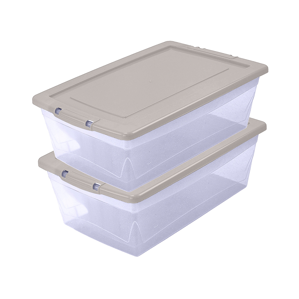 Caja organizadora de plastico 6 l con tapa capuccino 2 piezas