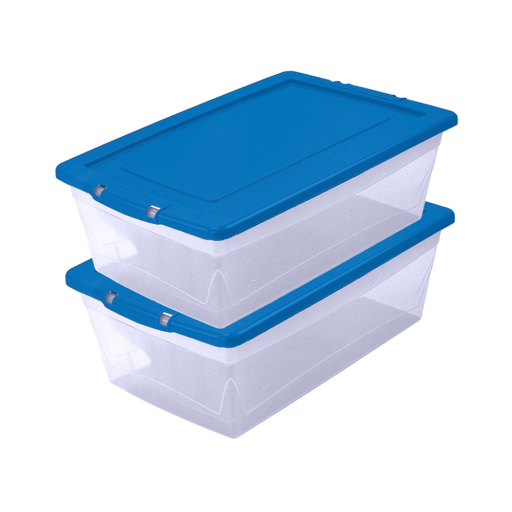 Caja organizadora de plastico 6 l con tapa azul frida 2 piezas