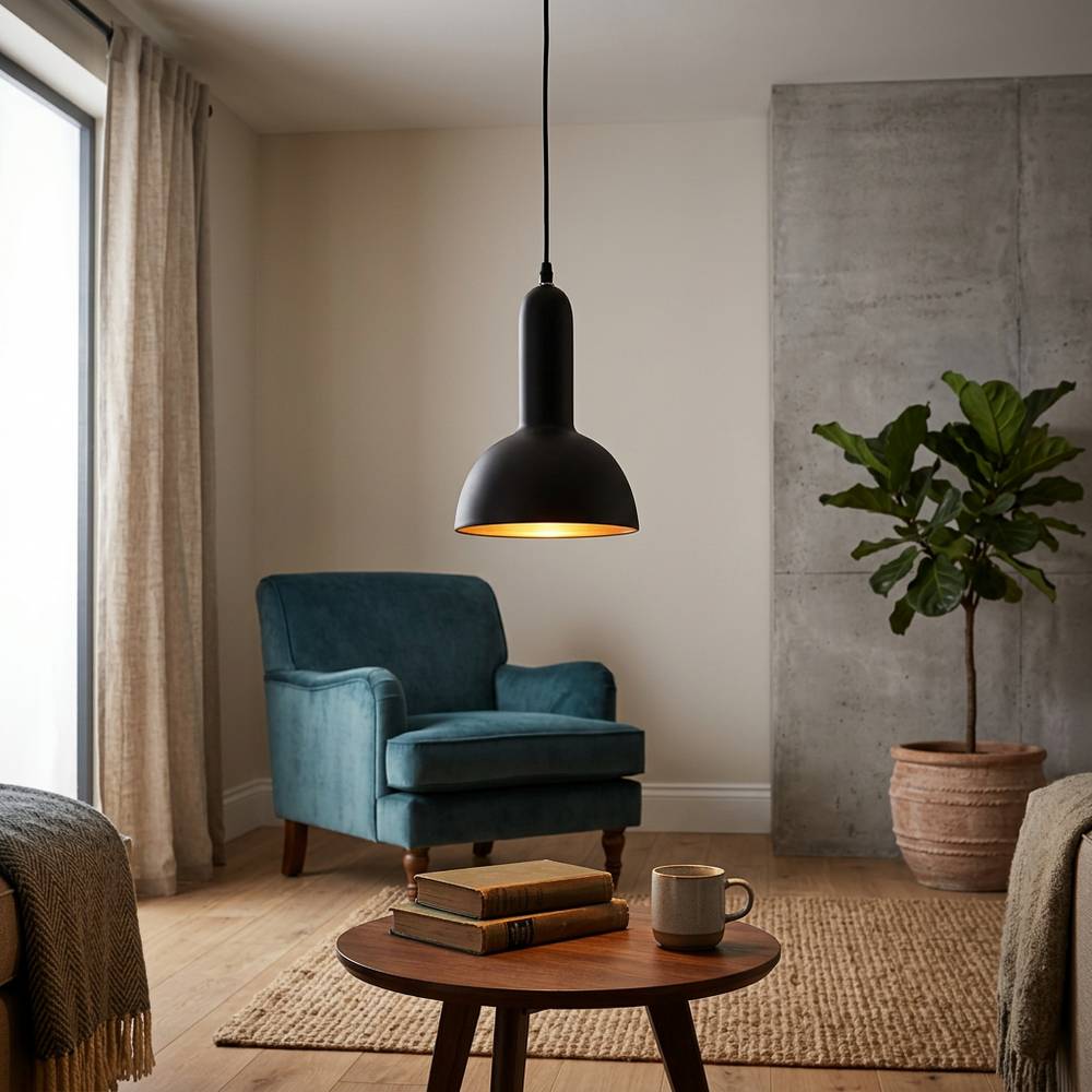 Lampara colgante negro 1l e27 60w