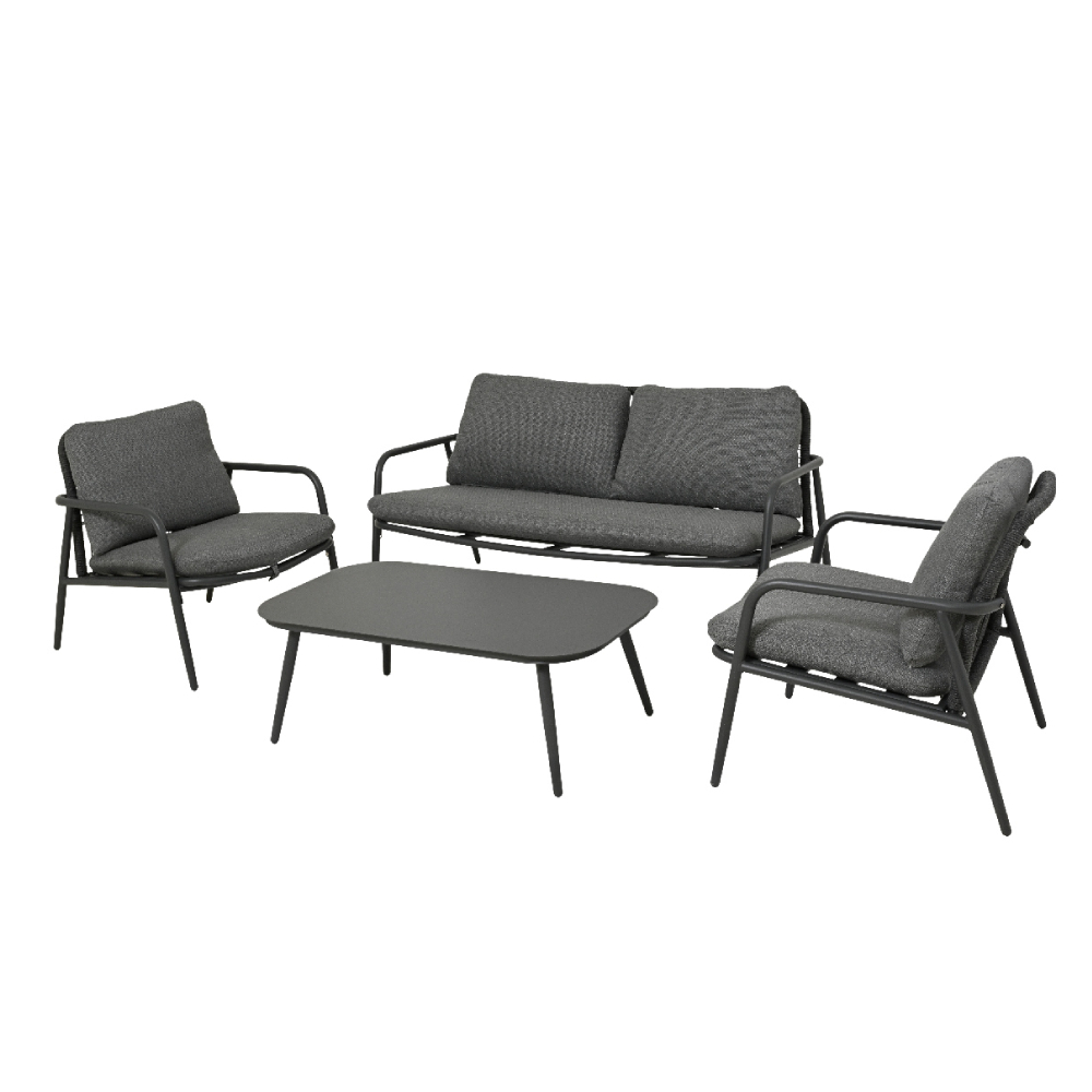 Mueble para exterior de acero 141 x 75.5 x 68 cm color gris oscuro - 4 piezas