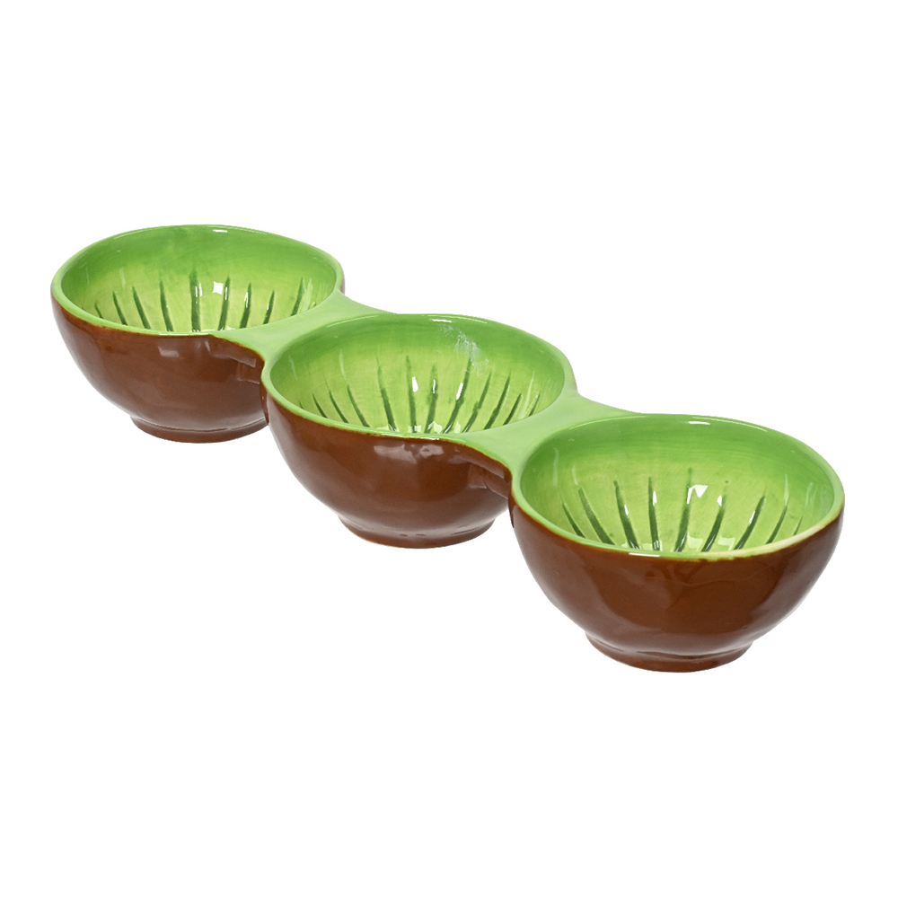 Plato para servir de ceramica 3 espacios 30x9.5x5 cm kiwi