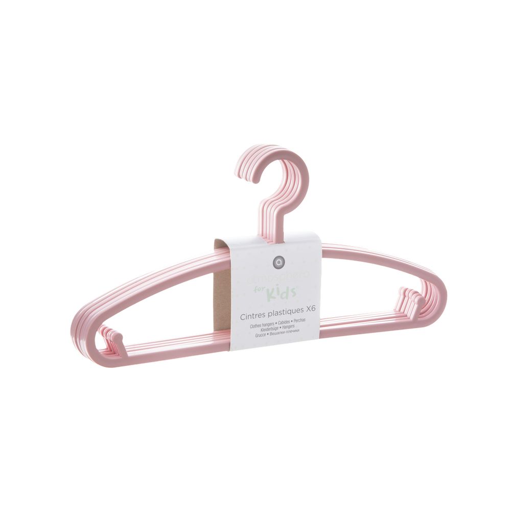 Gancho plástico para ropa infantil 28.5 x 13.5 cm rosado 6 unidades