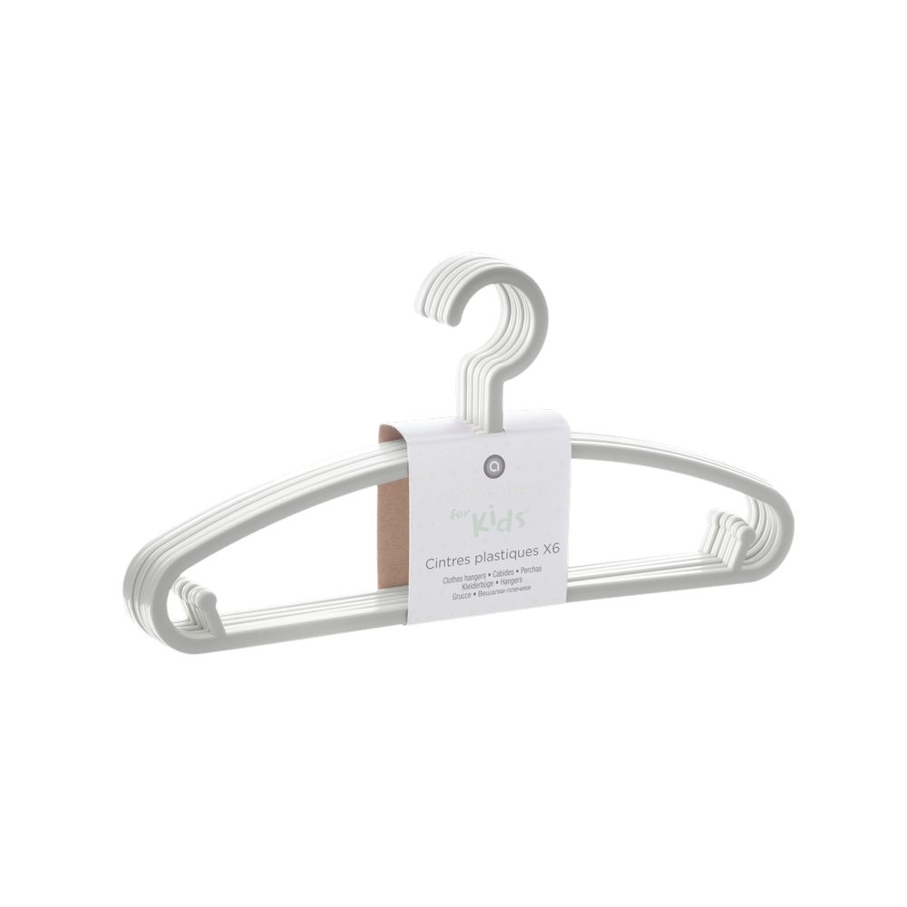 Gancho plástico para ropa infantil 28.5 x 13.5 cm gris 6 unidades