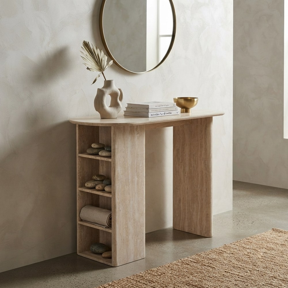 Mesa auxiliar para cocina de mdf 120x60x103.5 cm anaya beige