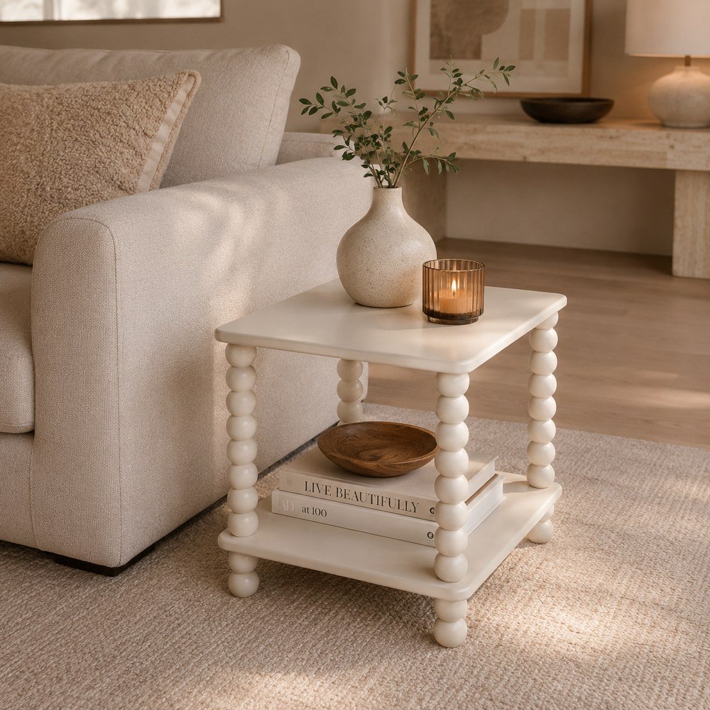 Mesa auxiliar de mdf 40 x 40 x 45 cm chamlo ivory