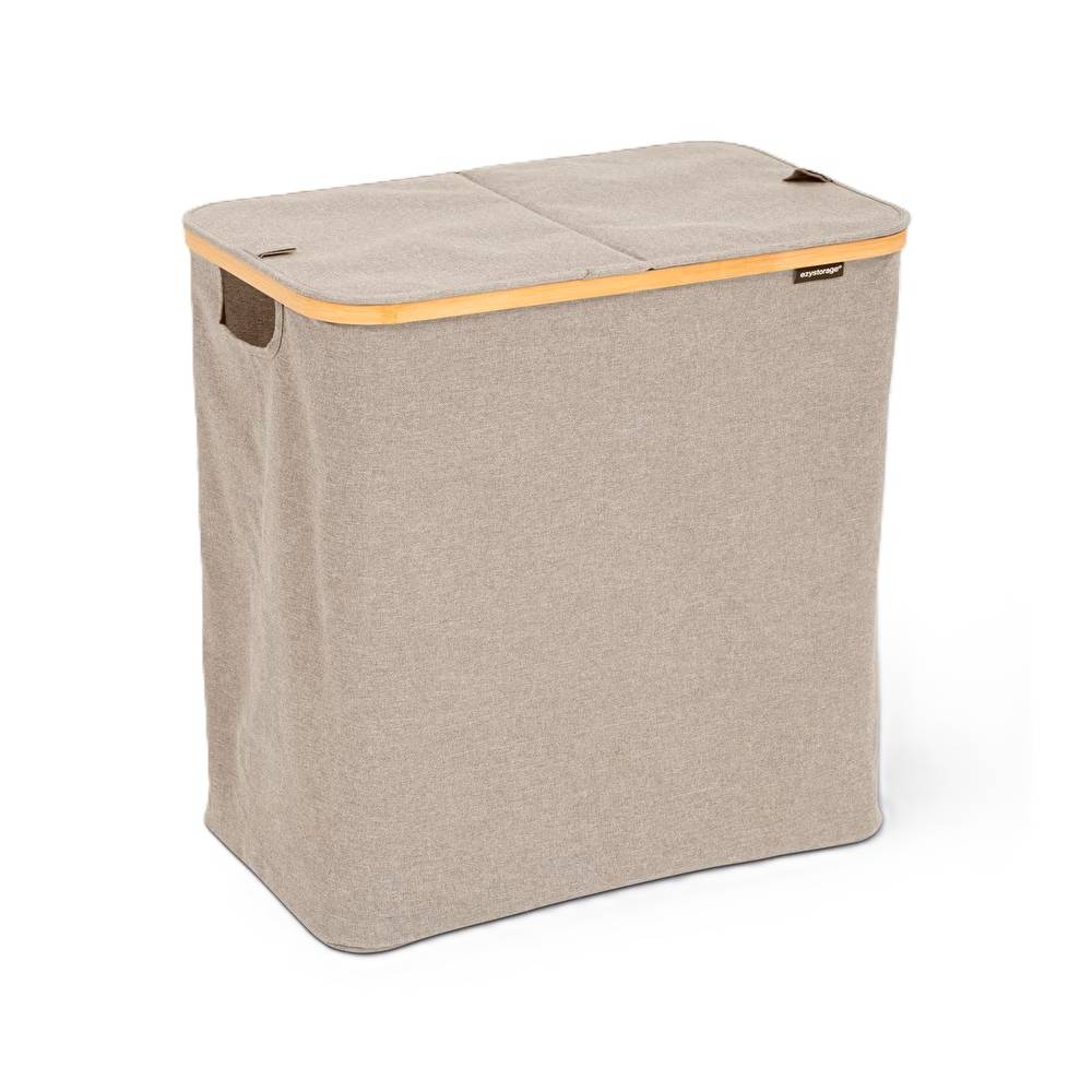 Cesta para ropa de bambú/poliéster 33 x 54 x 54 cm gris