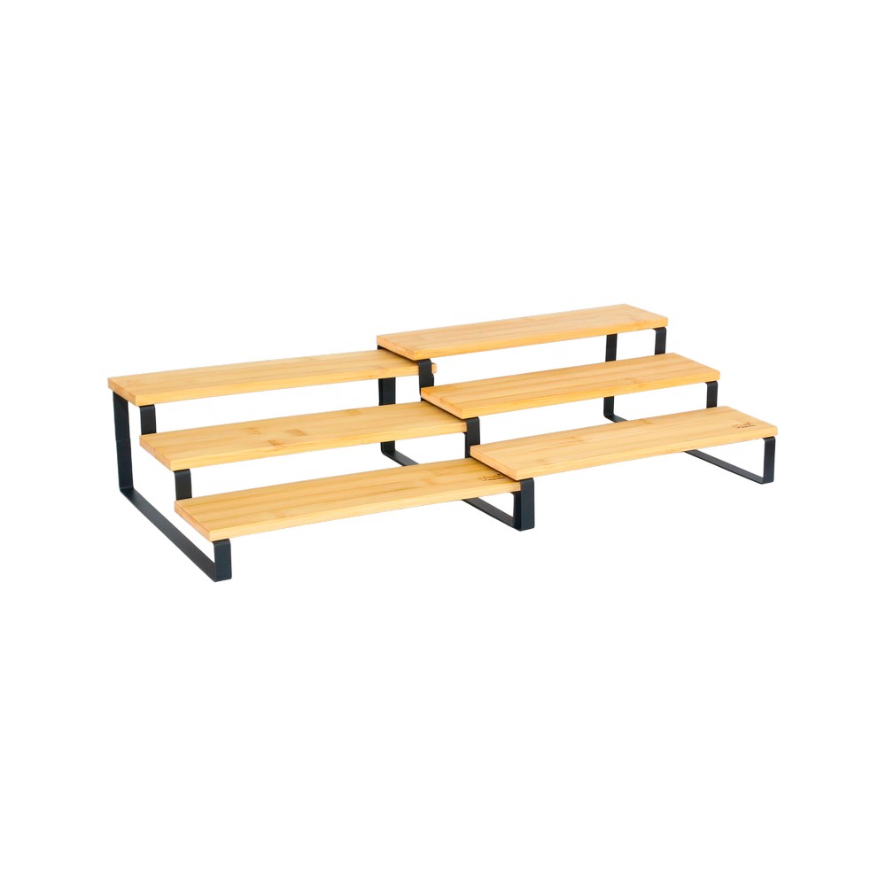Organizador de especias acero/bambu 32x26x13.5 cm negro/beige 3 niveles 2 piezas