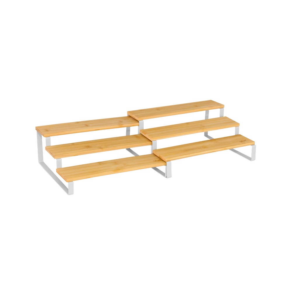 Organizador de especias acero/bambu 32x26x13.5 cm blanco/beige 3 niveles 2 pieza