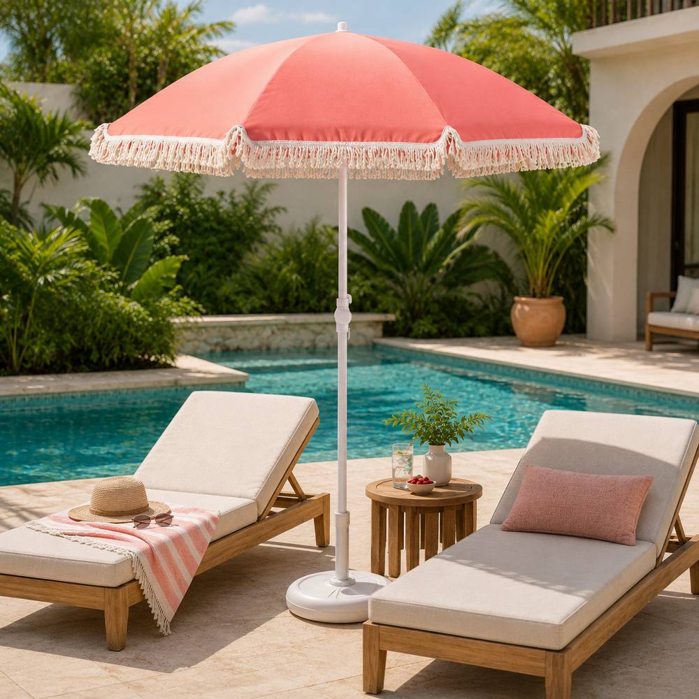 Sombrilla de jardin-aluminio y tela 180cm rosa