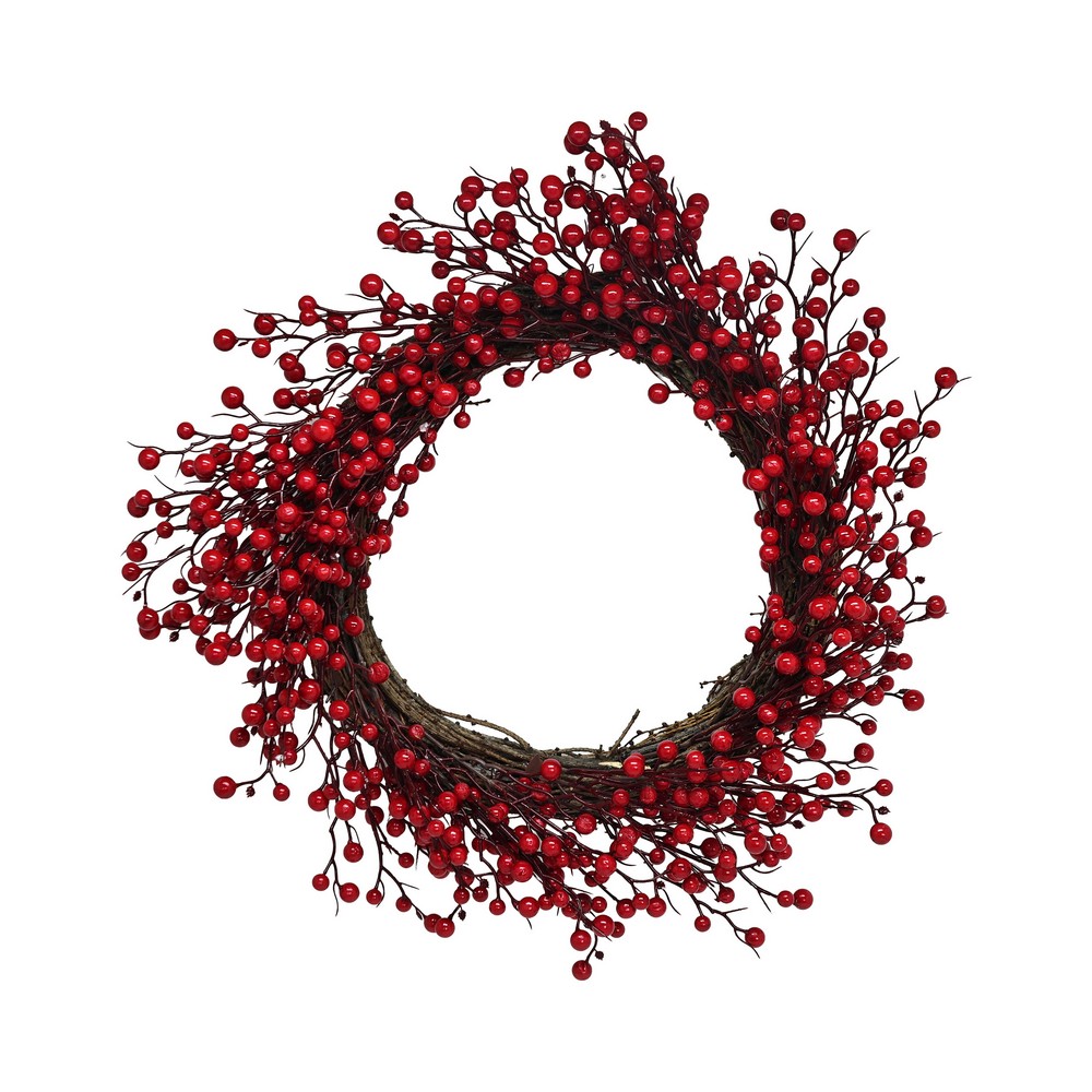 Corono navideña cerezos rojo 60cm