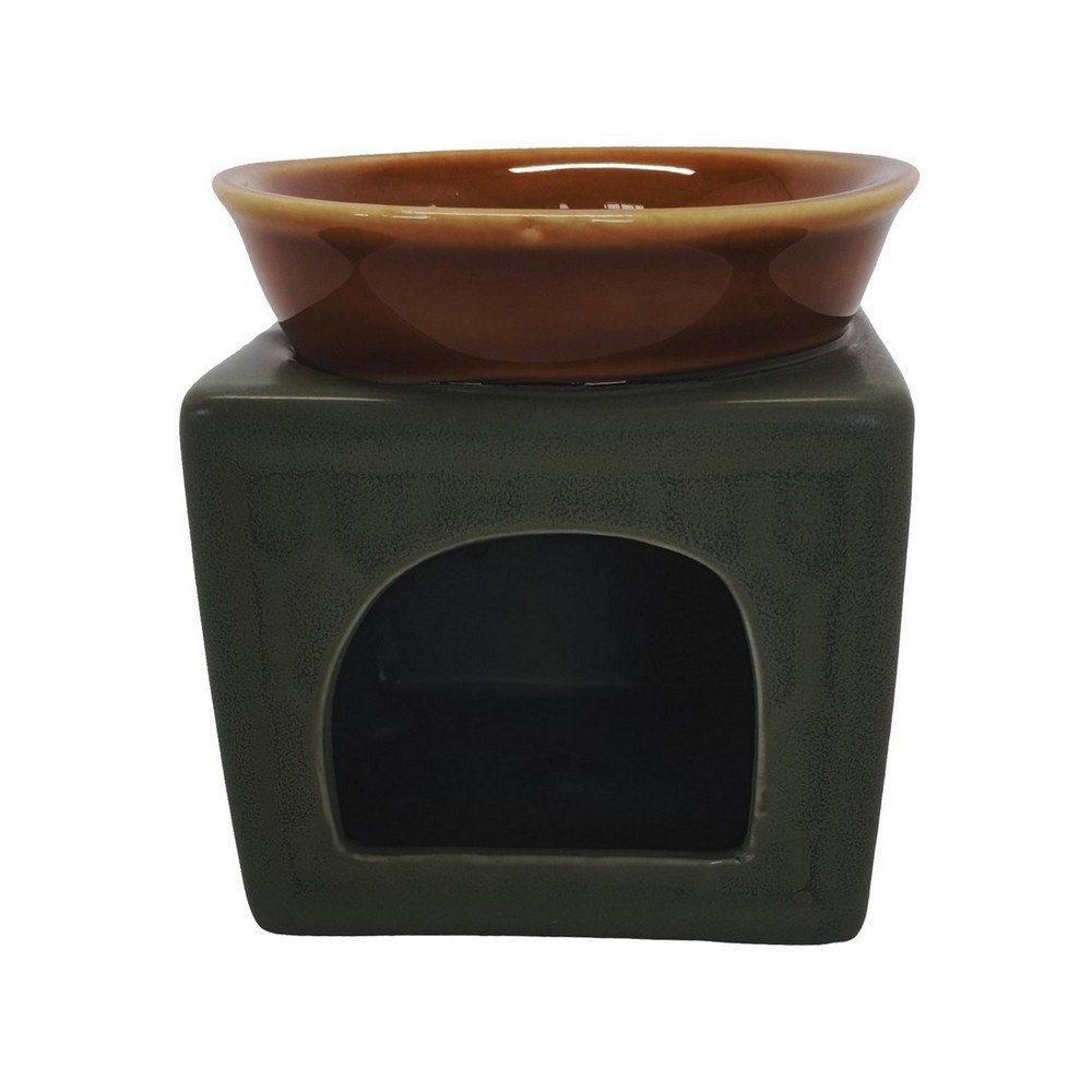 Quemador de aceite aromatico 8x8x8cm café/negro
