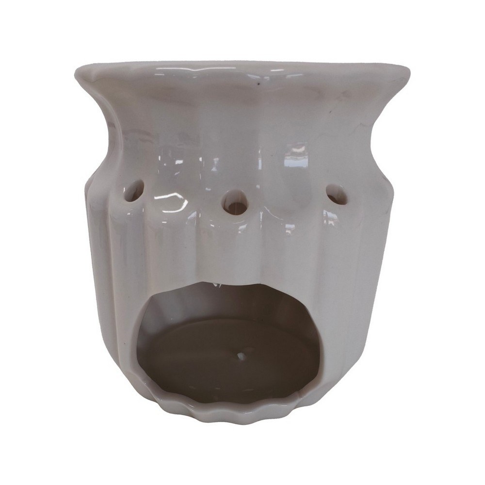 Quemador de aceite aromatico 9x9x9.5cm blanco con textura f0372-2