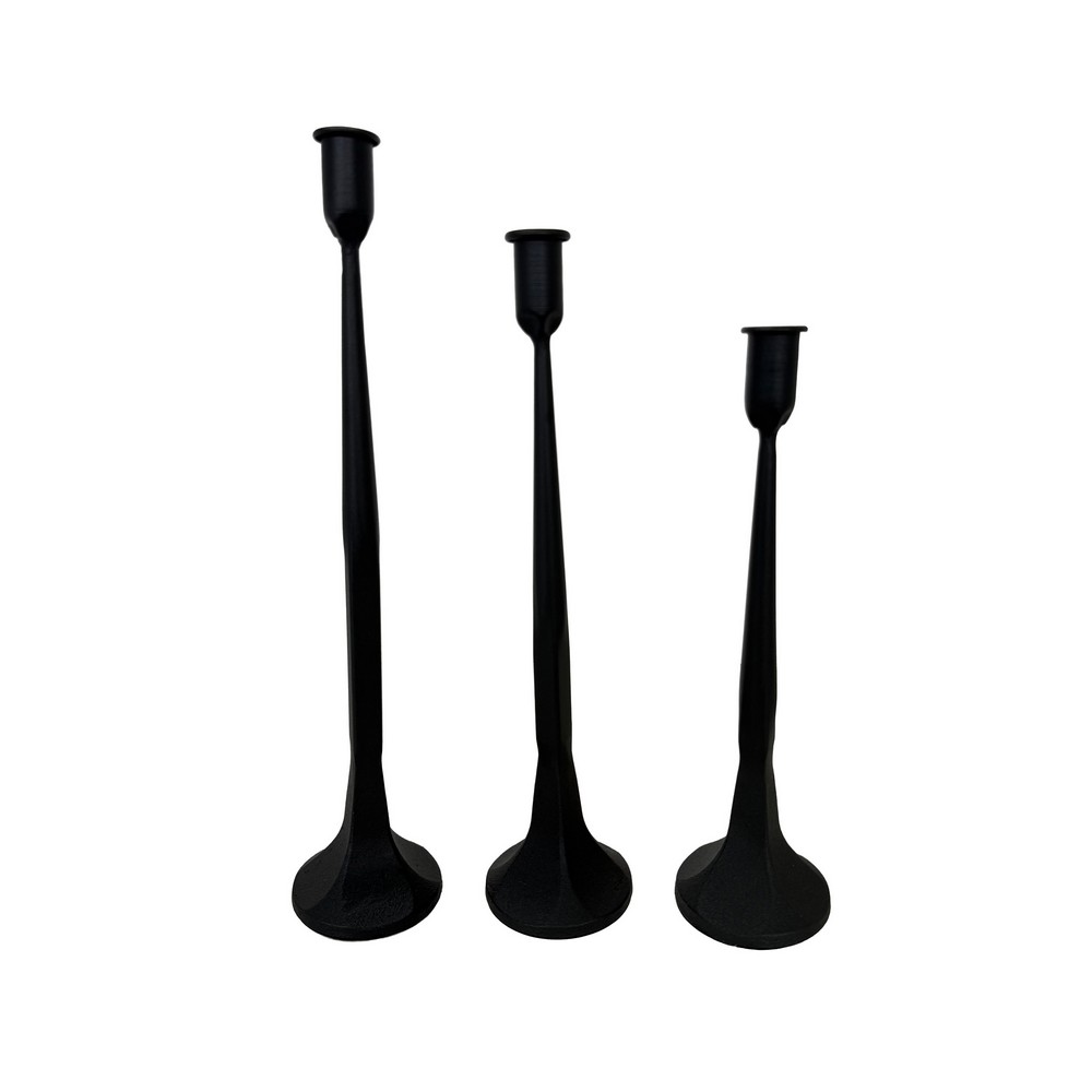 Candelabro metalico 40.5x8.5cm 35.5x8.5cm 30.5x8.5cm negro f0376 s/3