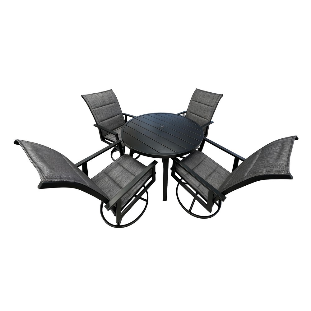 Juego de comedor metal / plástico color gris oscuro