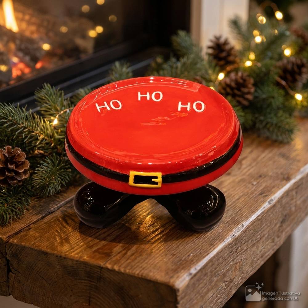 Plato navideño santa claus 20.3x20.3x11.8cm rojo
