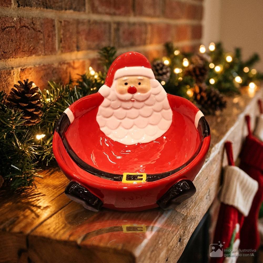 Plato navideño ondo santa claus 6.8x15x10.6cm rojo