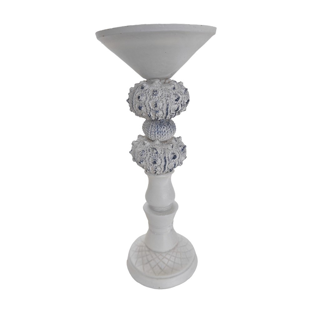 Adorno decorativo pilar con conchas de mar 10x25cm blanco