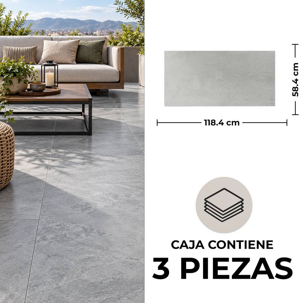 Ceramica de piso 58 x 118.4 cm morandi plomo