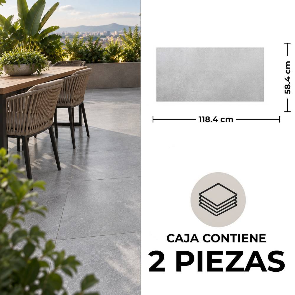 Ceramica de piso 58 x 118.4 cm tellus gris