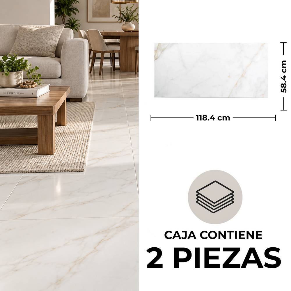 Ceramica de piso 58 x 118.4 cm carrara real
