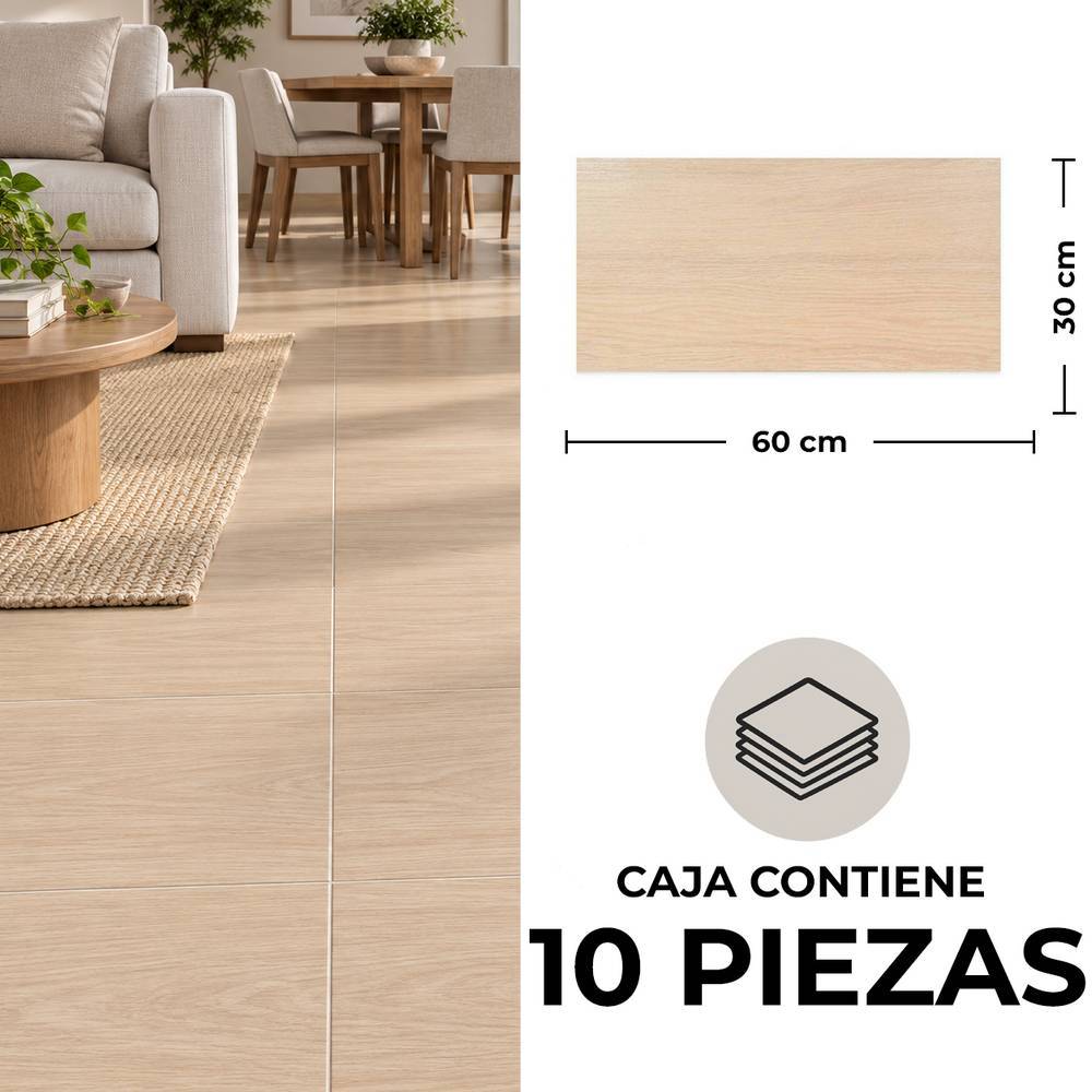 Cerámica de piso 30 x 60 cm macerata almendra
