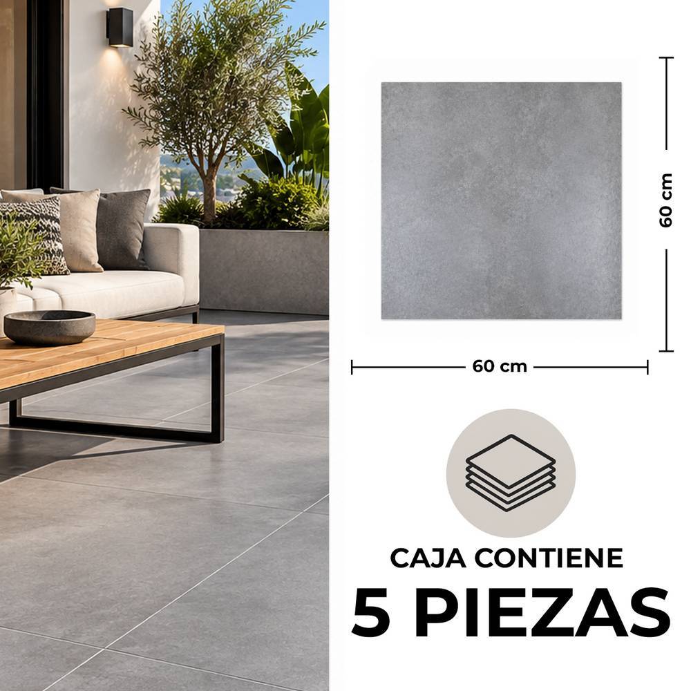 Cerámica de piso 60 x 60 cm itria plomo