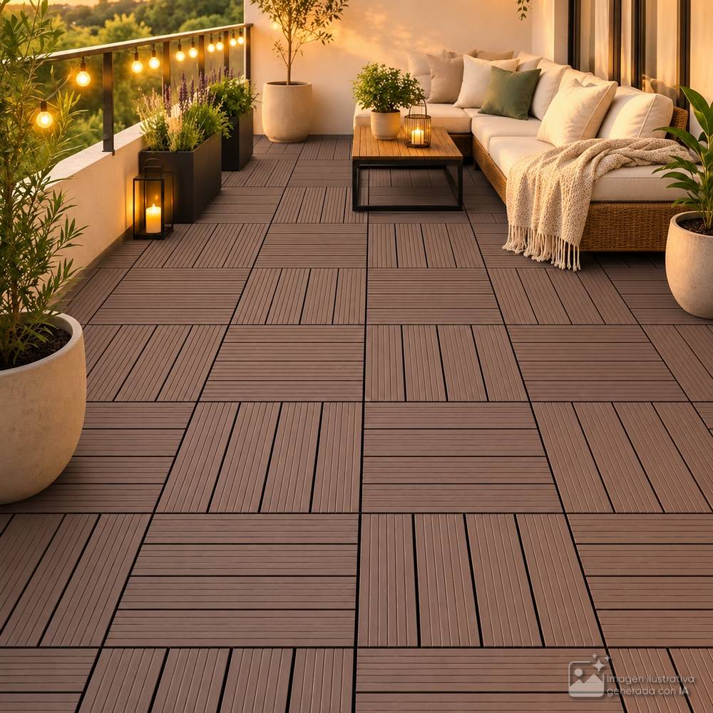Piso deck 30x30x22 cm marron rojiso