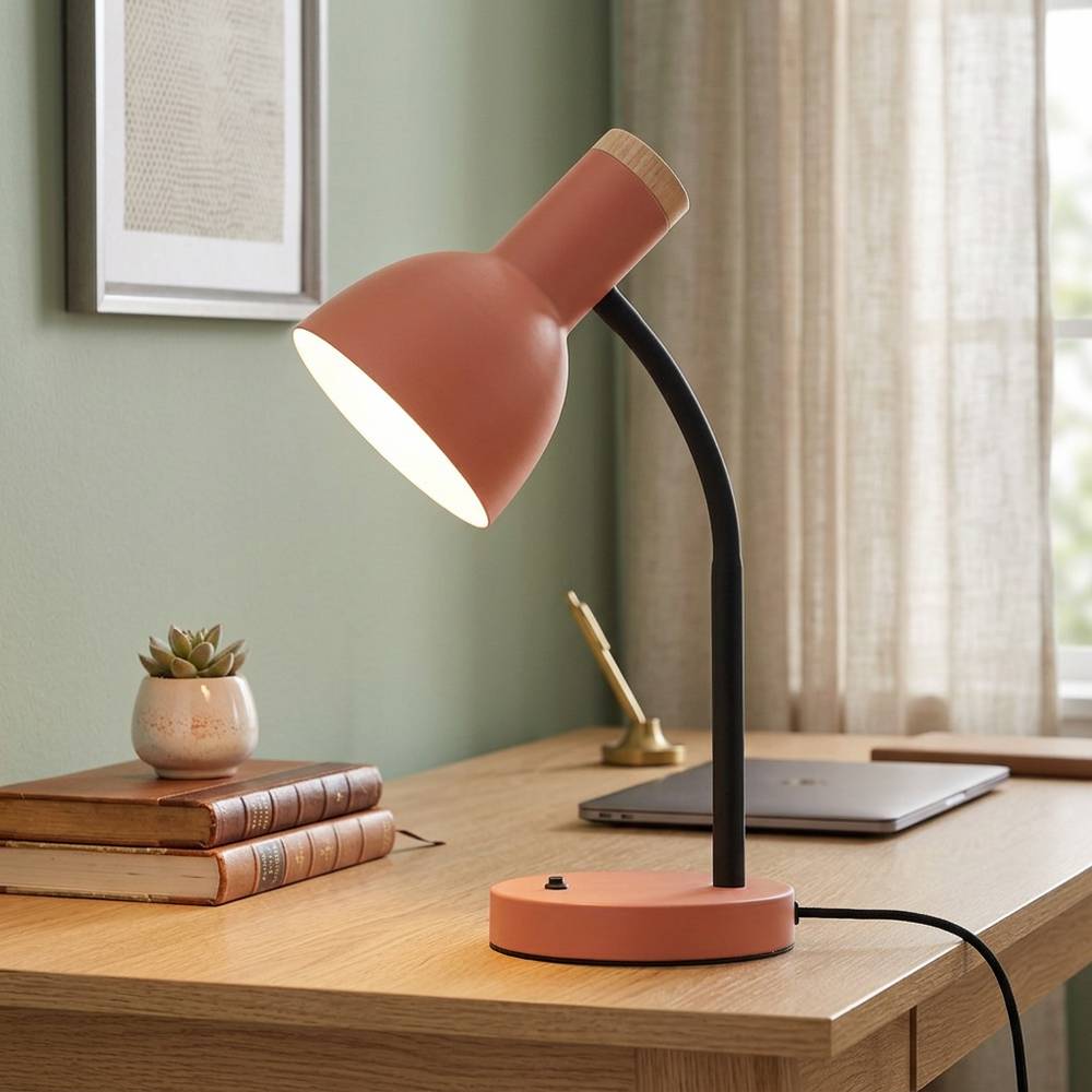 Lampara de escritorio negro y naranja 1l e27 25w
