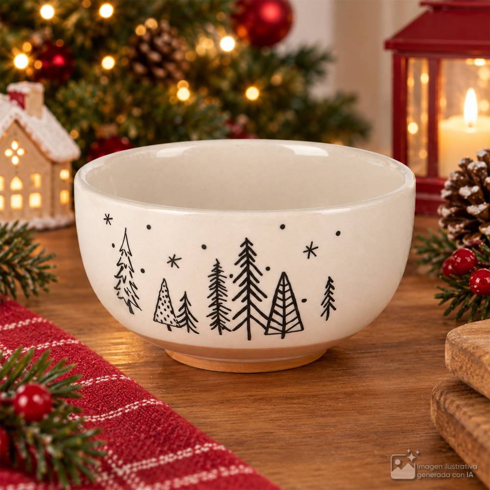 Bowl de ceramica con dieseño de navidad 14cm